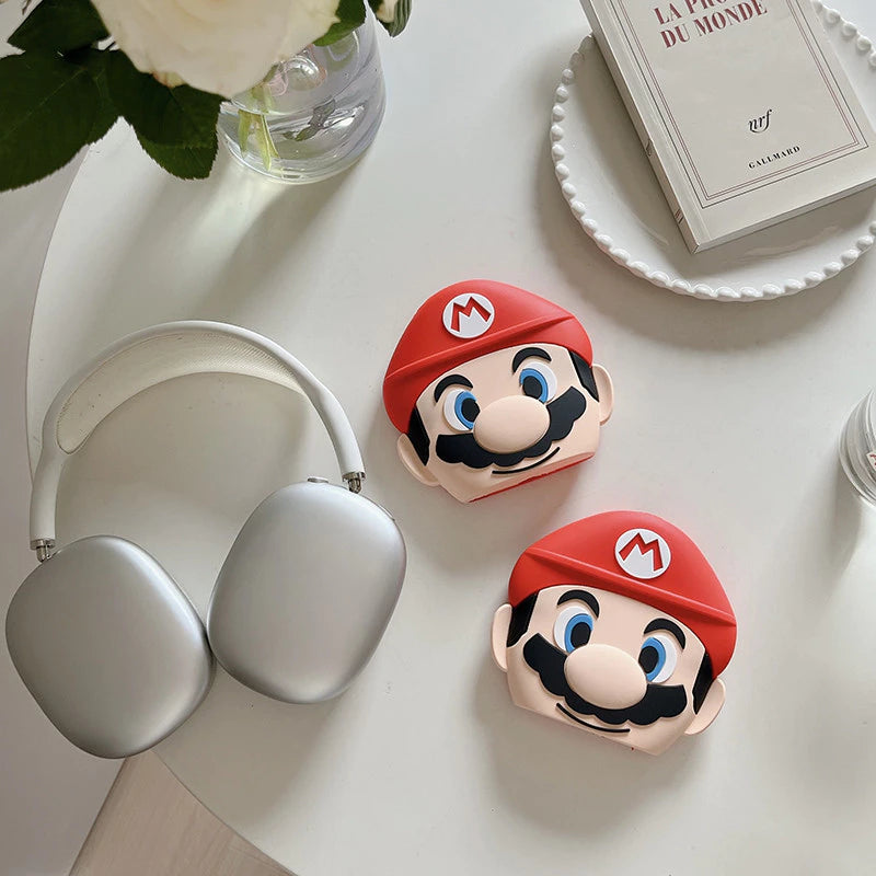 Cartoon 3D Inspired Super Mario Bros Protective Case for Apple Airpods Max Headphones Cover Anti-scratch Earphone