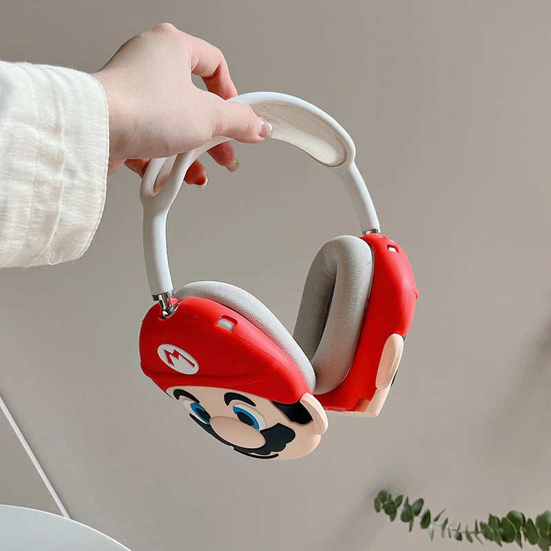 Cartoon 3D Inspired Super Mario Bros Protective Case for Apple Airpods Max Headphones Cover Anti-scratch Earphone