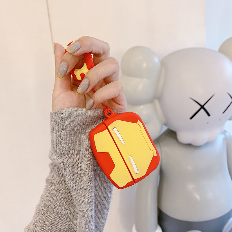 Superhero Inspired Iron Man Helmet Character Airpods Case Cover compatible for gen 2/3/4 & Pro