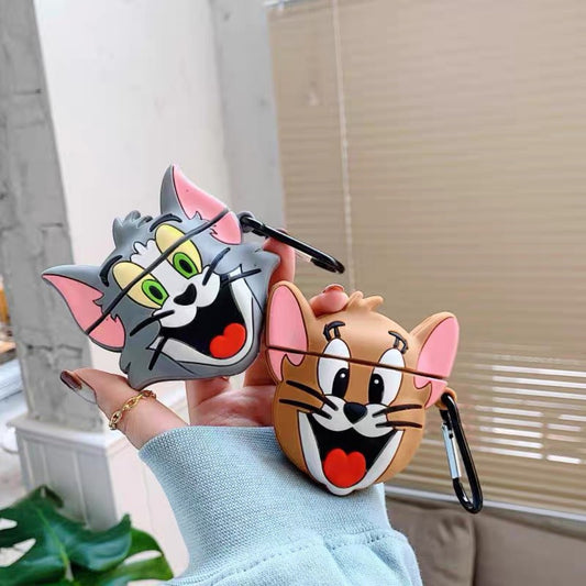 Tom & Jerry Cartoon Character Cat and Mouse Geek Popular TV Show 3d Inspired Cool AirPods Case Cover – Premium Silicone Protection Gift For him/Gift For her AirPods 1/2/3/4 & AirPods Pro – Stylish, Durable & Shockproof