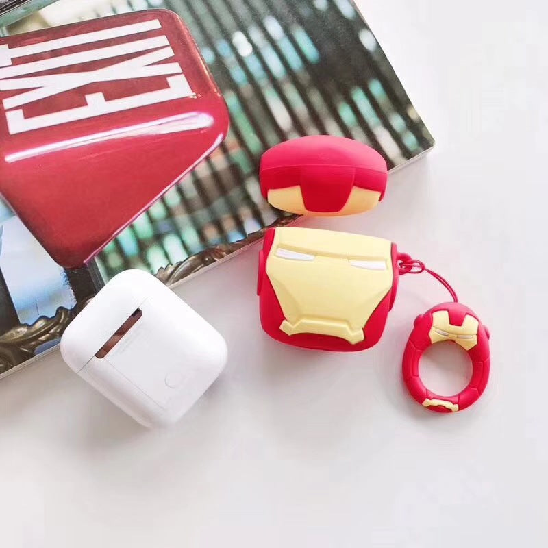 Superhero Inspired Iron Man Helmet Character Airpods Case Cover compatible for gen 2/3/4 & Pro
