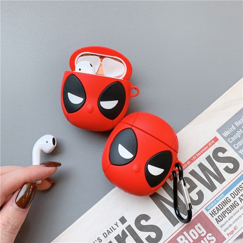 Superhero Inspired Deadpool Character Airpods Case Cover compatible for gen 2/3/4 & Pro