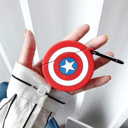 Superhero Inspired Captain America Shield Character Airpods Case Cover compatible for gen 2/3/4 & Pro