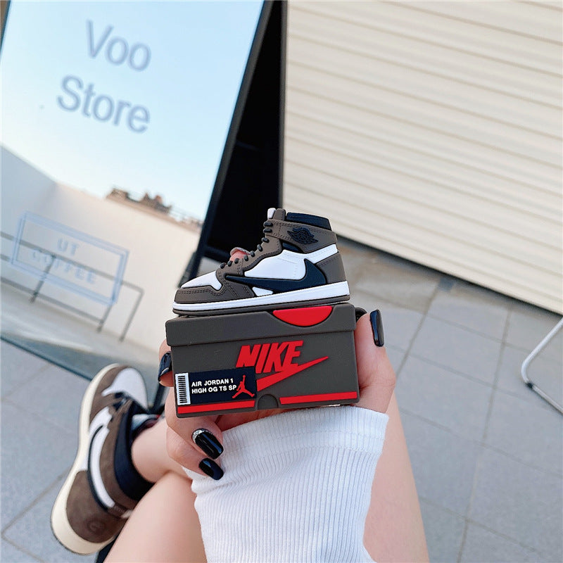 Mocha High TS AJ Protective Sneaker ShoeboxAirPods Case Cover – Premium Silicone Protection for AirPods 1/2/3/4 & AirPods Pro – Stylish, Durable & Shockproof