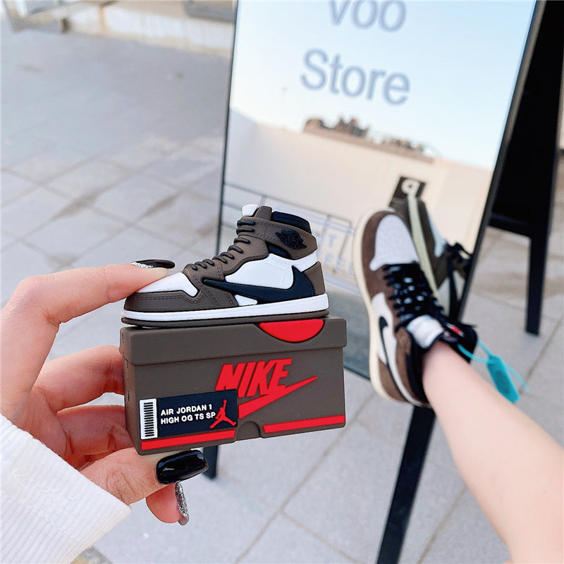Mocha High TS AJ Protective Sneaker ShoeboxAirPods Case Cover – Premium Silicone Protection for AirPods 1/2/3/4 & AirPods Pro – Stylish, Durable & Shockproof