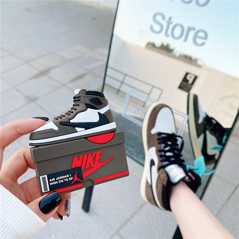Mocha High TS AJ Protective Sneaker ShoeboxAirPods Case Cover – Premium Silicone Protection for AirPods 1/2/3/4 & AirPods Pro – Stylish, Durable & Shockproof
