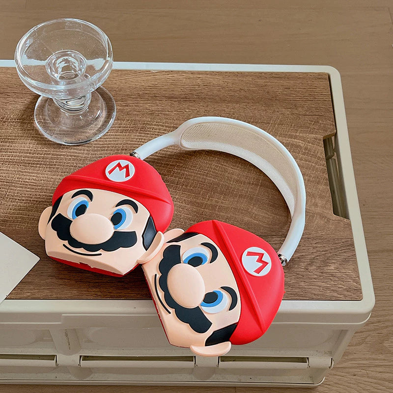 Cartoon 3D Inspired Super Mario Bros Protective Case for Apple Airpods Max Headphones Cover Anti-scratch Earphone
