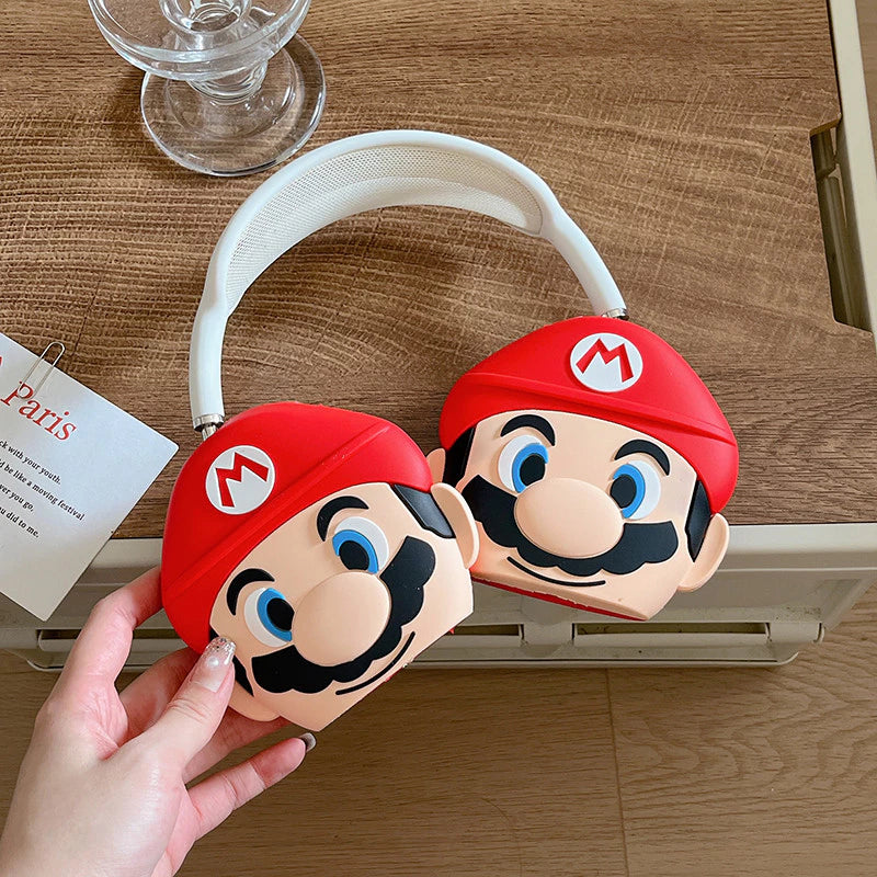 Cartoon 3D Inspired Super Mario Bros Protective Case for Apple Airpods Max Headphones Cover Anti-scratch Earphone