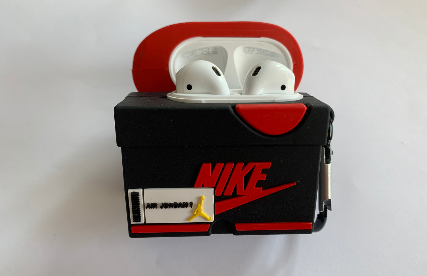 Red AJ1 Protective Sneaker Shoebox Airpods Case Cover compatible for gen 1/2/3/Pro and Airpods 4